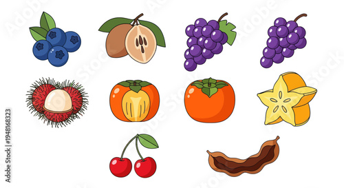 Colorful assortment of fresh fruits isolated