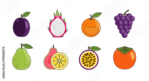 Colorful assortment of fresh fruits isolated