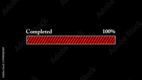 ren black color loading bar animation on black background. 4k video animation.