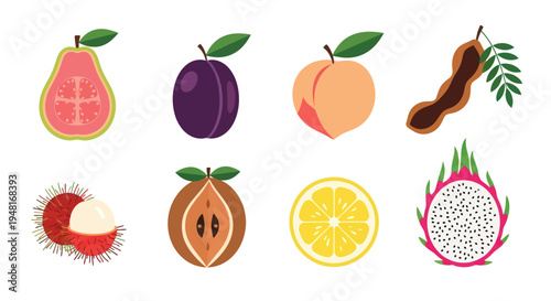 Colorful assortment of fresh tropical fruits