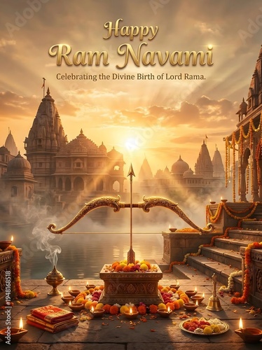 Ram navami celebration with traditional hindu rituals at sunrise