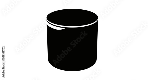 Sleek dark cylindrical container vector art, ideal for UI elements, product representation, or graphic design projects