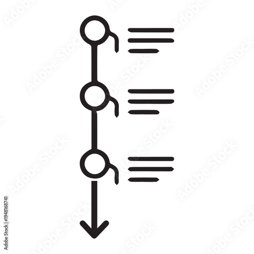 Modern horizontal timeline vector illustration with arrows, colorful markers, and step-by-step progress indicators