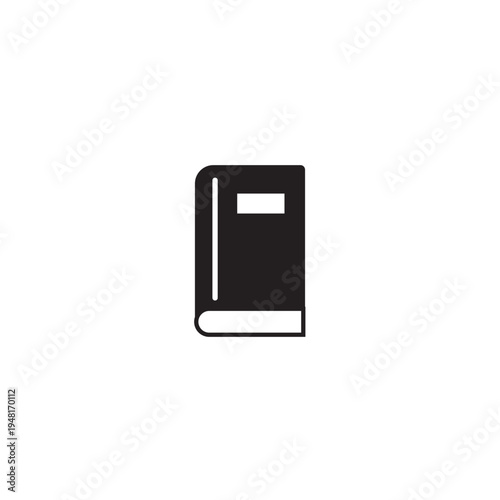 Minimal black book icon vector. Modern flat illustration for education, library, school, and digital reading. Sleek UI design element on white background.
