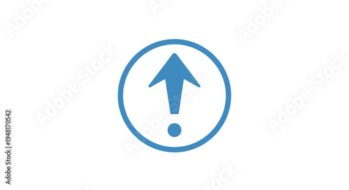 Blue Exclamation Mark Icon with Arrow.