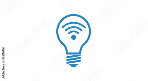 Blue light bulb with wifi signal.