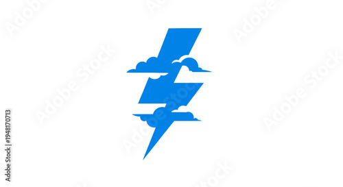 Blue lightning bolt icon symbol.