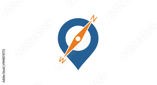 Blue Navigation Compass Pointer Icon.