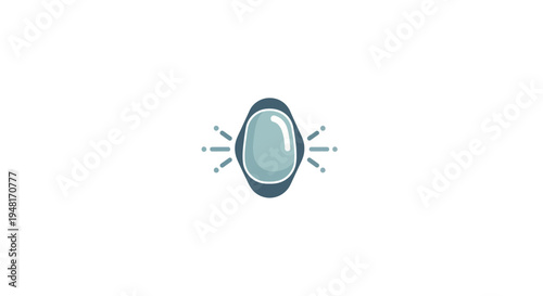 Blue Oval Gemstone Jewel Icon Illustration.