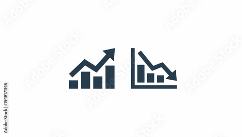Rising and Falling Business Graph Icons Set