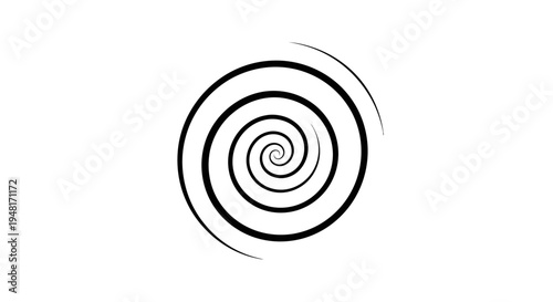 Black spiral shape design element symbol.
