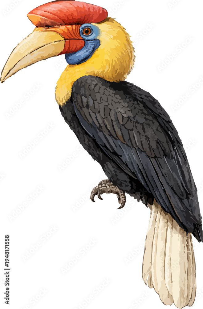 Obraz premium Rhyticeros cassidix illustration art