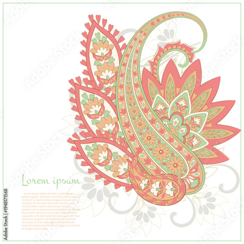 Paisley Floral oriental ethnic Pattern. Vector Damask Ornament
