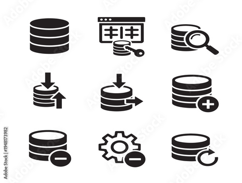 Database Interface Icon Set with Professional Modern Design