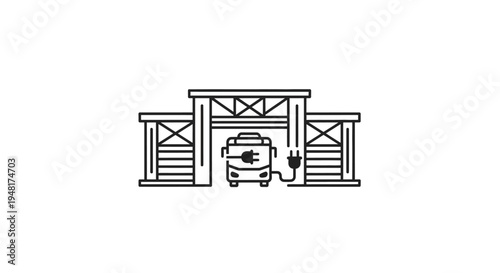 Konstfotografi Car in a garage doorway opening.