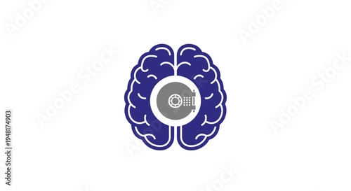 Brain with a lock in center.