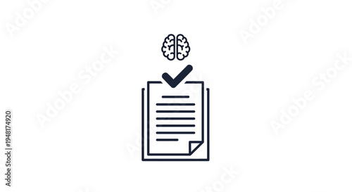 Brain with checklist document icon.