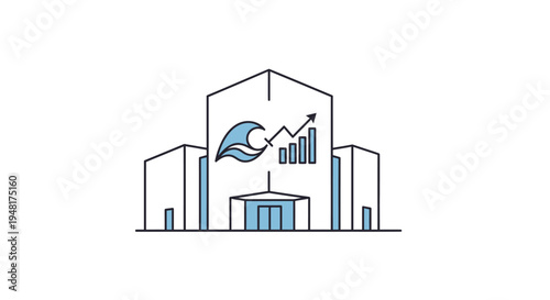 Business building with graph logo.