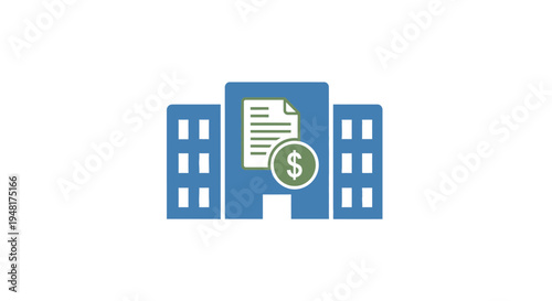 Business Building Money Document Icon.