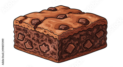Delicious chocolate brownie with chunks of chocolate.