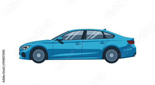 A clean blue modern sedan car illustration on a white background.