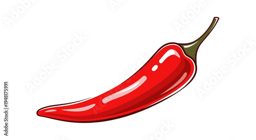 Single red chili pepper illustration on white background.