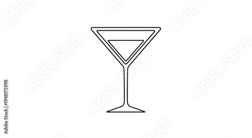 Minimalist martini glass line icon on white background