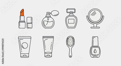 Cosmetics and beauty products icon set