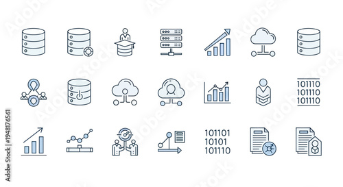 Data and cloud computing icon set