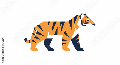 Minimalist Geometric Tiger Illustration, Stylized Wild Cat Vector Art for Branding and Design