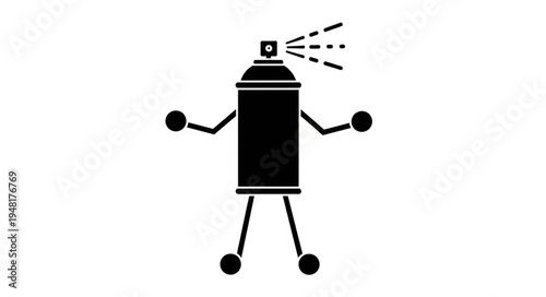 Spray Can Character with Arms and Legs Illustration.