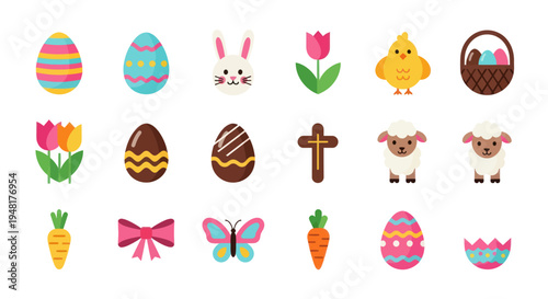 Easter holiday icons collection