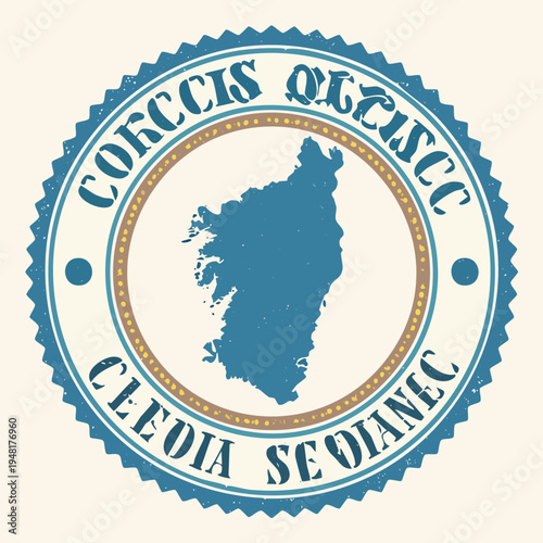 Vintage badge design of a map with a circular frame and text