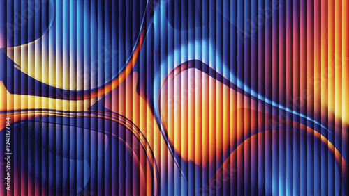 Colorful Abstract Swirls and Shapes on Vertical Lines Background