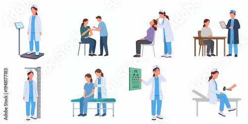 Flat Cartoon Style Doctor Examination and Consultation Illustration Healthcare Medical