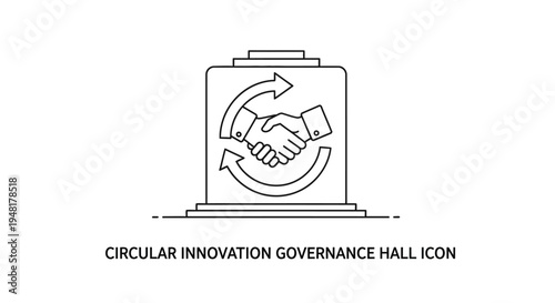 Circular innovation governance hand shake icon.