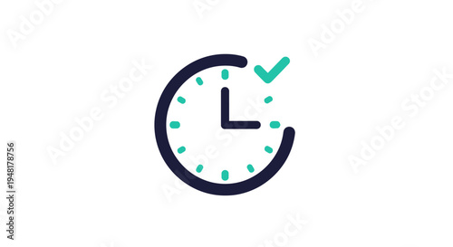 Clock Icon with Green Check Mark.