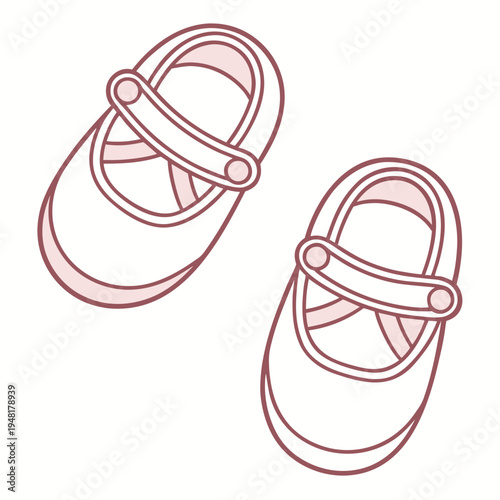 Pair of pink baby shoes with straps on white background footwear infant
