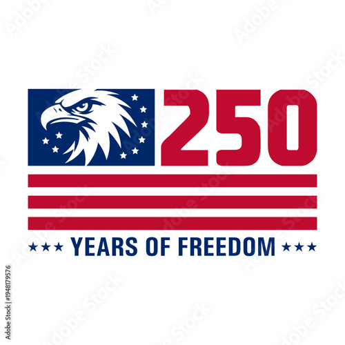250th Anniversary American Eagle USA 250th Anniversary Patriotic Banner with Flag Stripes Vector