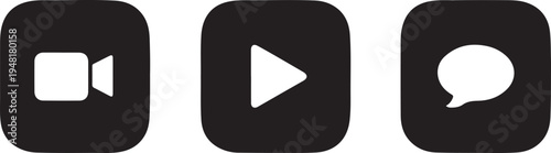 Icons representing video call, play media, and messaging functions