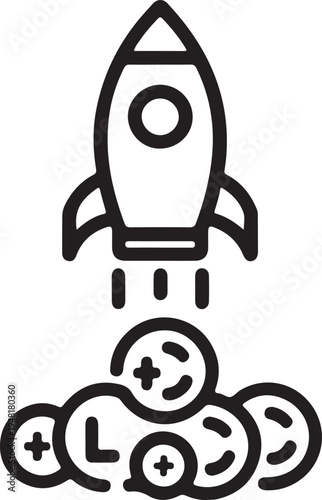 Rocket launching with cloud computing and global networking icons