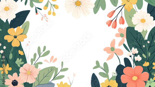 PNG Flowers frame illustration graphics colorful.