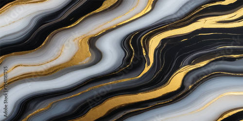 Seamless wavy pattern of yellow and gold fabric with flowing sand textures and brown textile curves creating an artistic liquid water backdrop