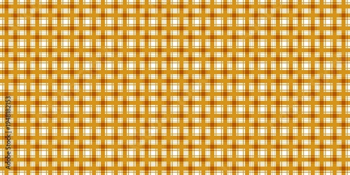 Yellow and brown tartan plaid pattern background. Seamless checkered fabric texture for fashion, home decor, and autumn-themed projects. Classic geometric weave design in mustard and chocolate.