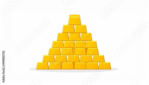 Golden bars stacked pyramid growth business success finance wealth 3d