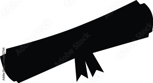 Silhouette of a scroll tied with a ribbon, history, ancient manuscripts, diplomas, or formal declarations
