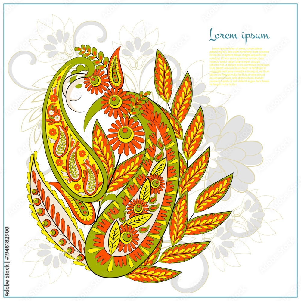 Fototapeta premium Paisley vector isolated pattern. Damask style Vintage illustration