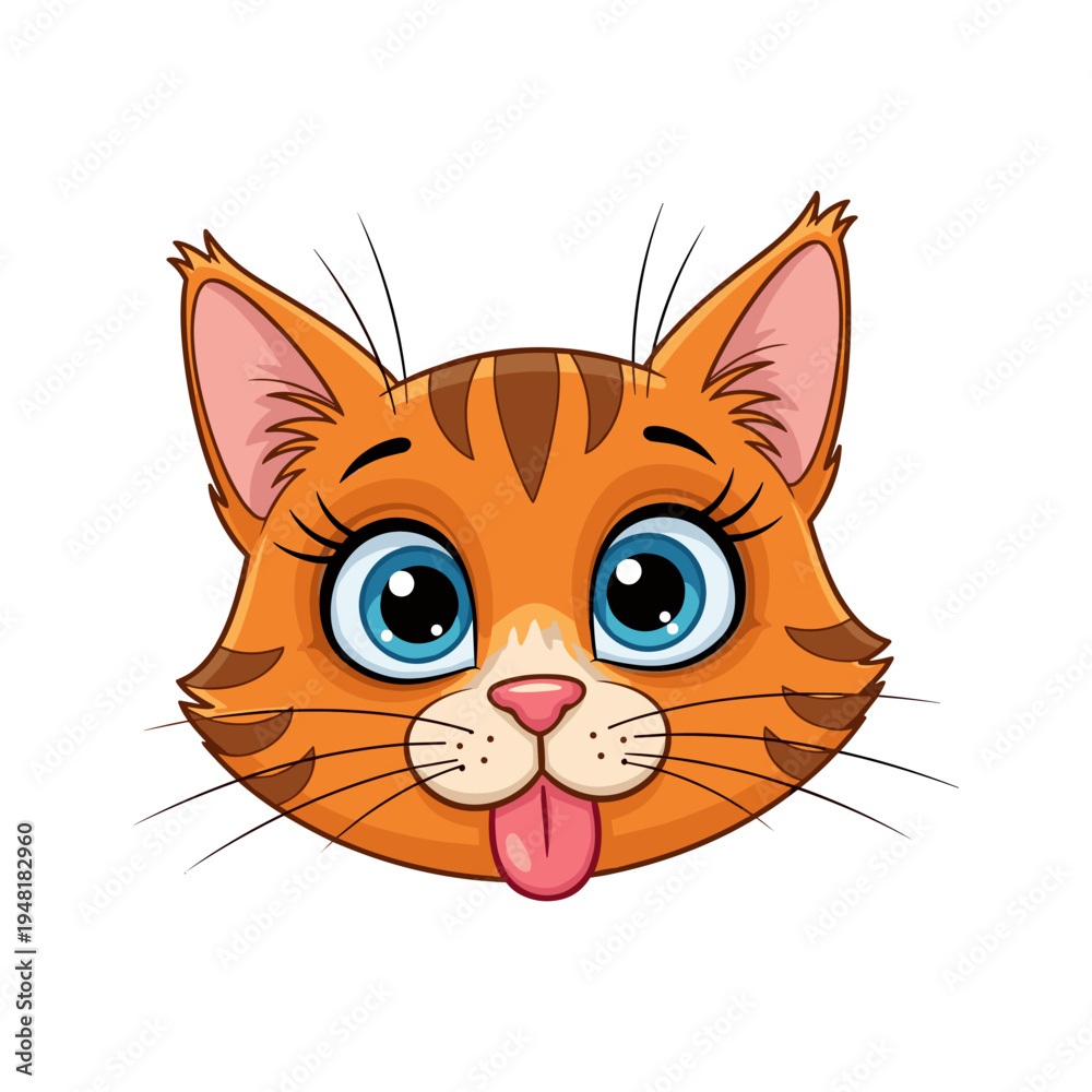 Fototapeta premium A cartoon orange cat with a playful expression