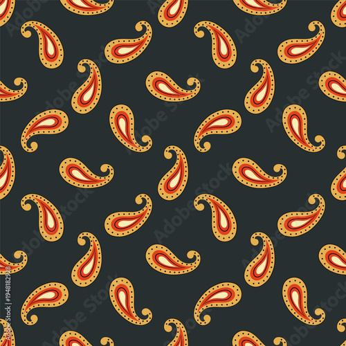 Fasion Vector Seamless Paisley Floral Pattern