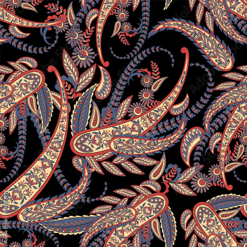 Vector textile print. Seamless Design for covers, fabrics, textiles, wrapping paper. Vector pattern Paisley Indian motifs and decorative floral elements